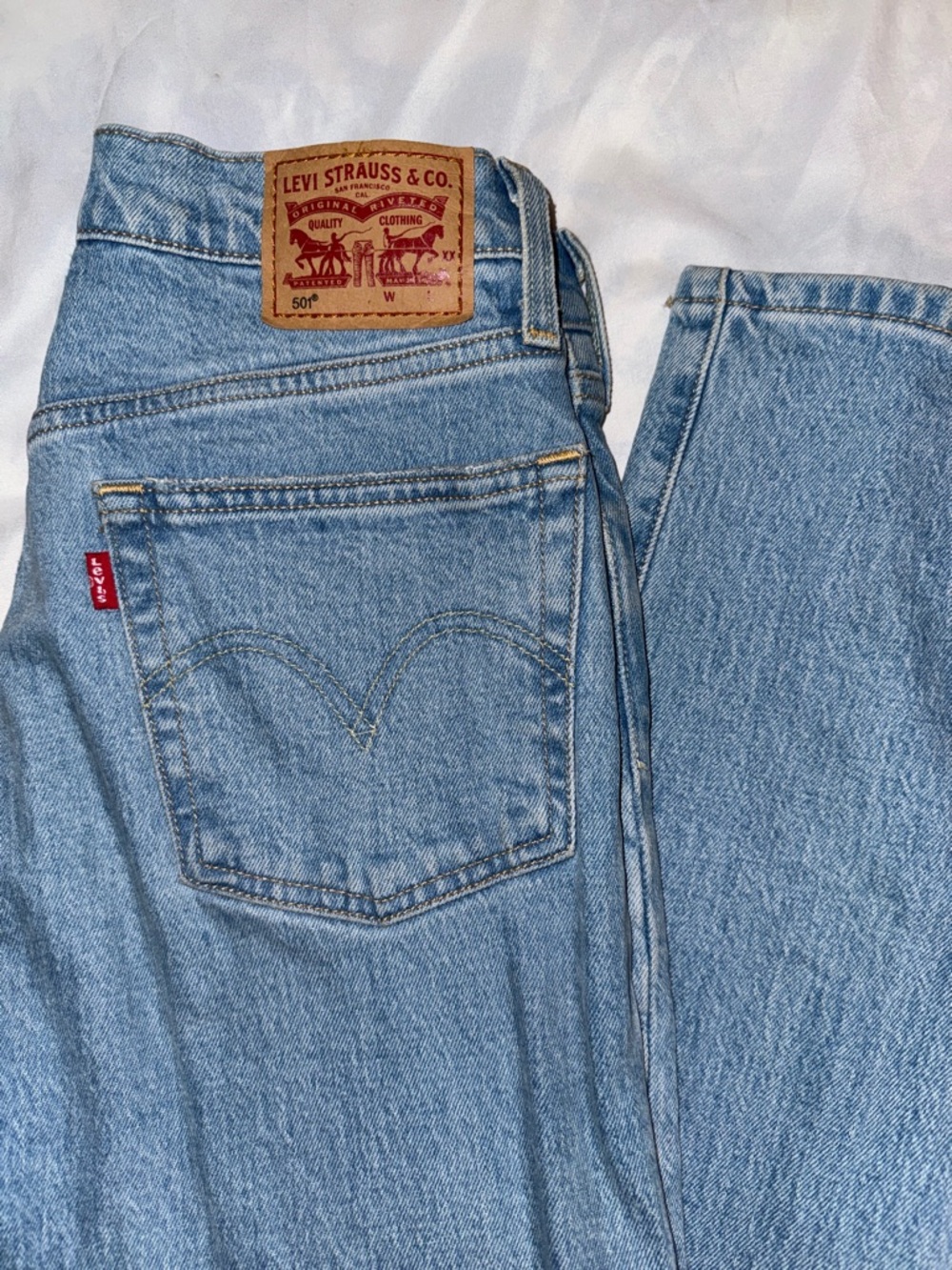 Levi's Light Blue Denim 501 Straight Leg Jeans